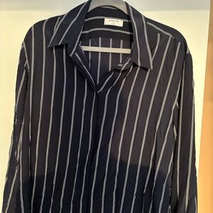 Aritzia academy silk shirt - navy stripe - worn few times